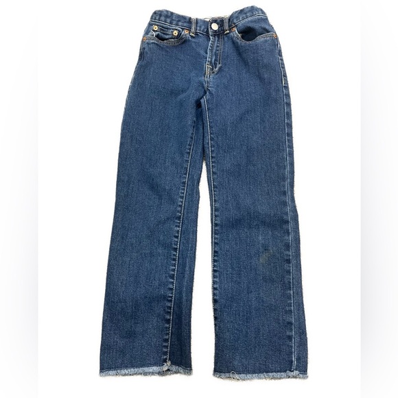 Girls Levi’s High Rise Straight Ankle Jeans, sz 10 kids Raw Hem Adjustable Waist - Picture 2 of 10